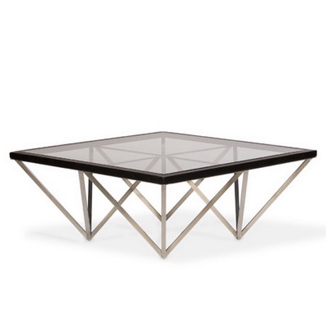 CT00044 glass top steel stainless base coffee table set