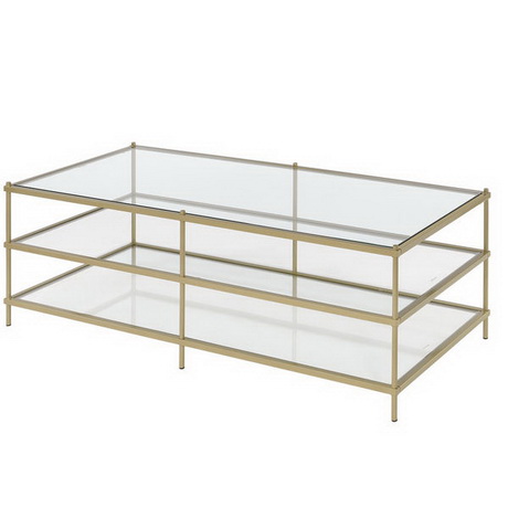 CT00045 glass top steel stainless base coffee table set