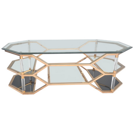 CT00047 glass top steel stainless base coffee table set