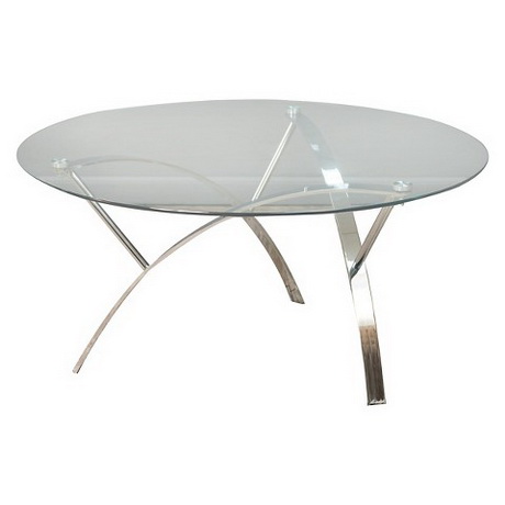 CT00050 glass top steel stainless base coffee table set