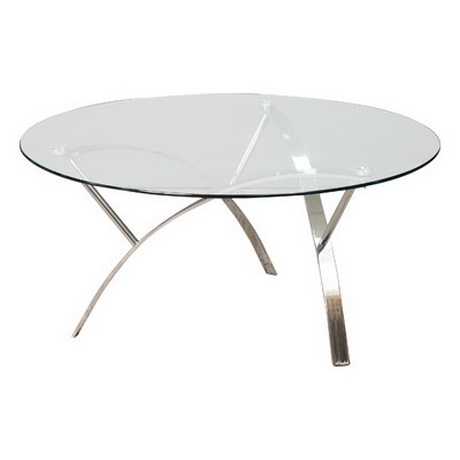 CT00053 glass top steel stainless base coffee table set