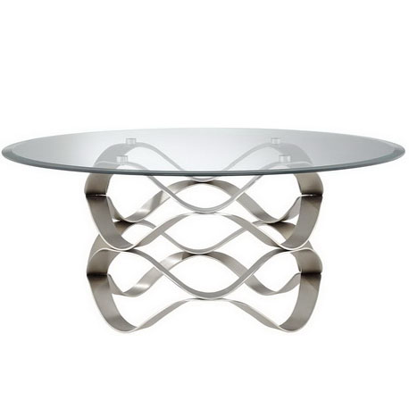 CT00055 glass top steel stainless base coffee table set