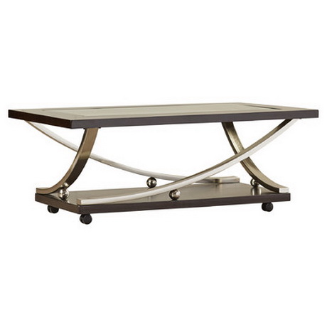 CT00056 glass top steel stainless base coffee table set