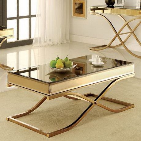 CT00204 Alibaba long silver stainless steel mirror glass table