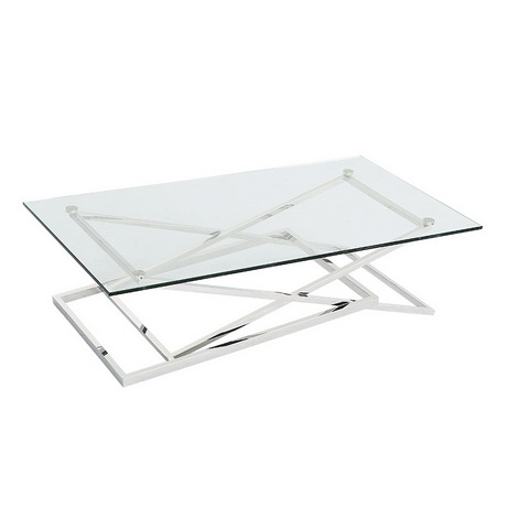 CT00266 event rental mirror glass table stainless steel modern