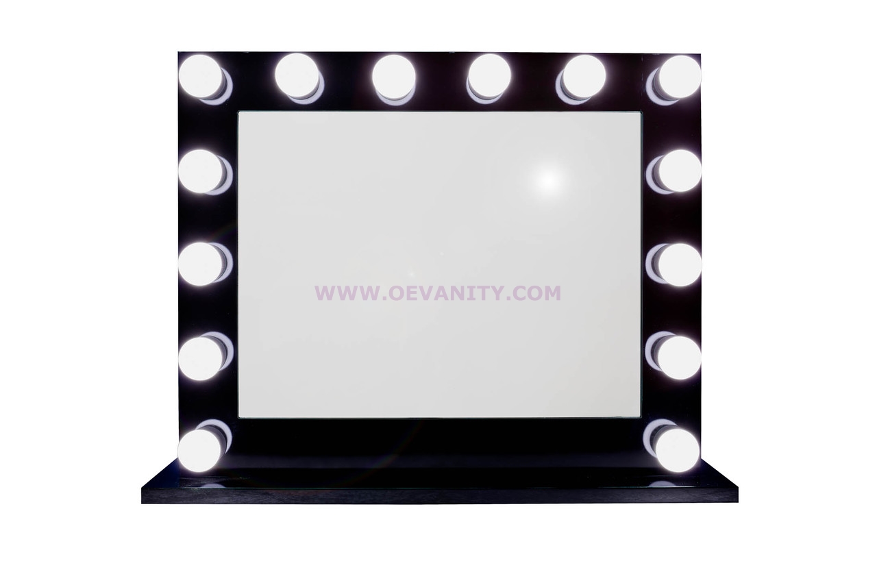 640034 IMPRESSION VANITY GLOSSY BLACK HOLLYWOOD MAKEUP MIRROR WI