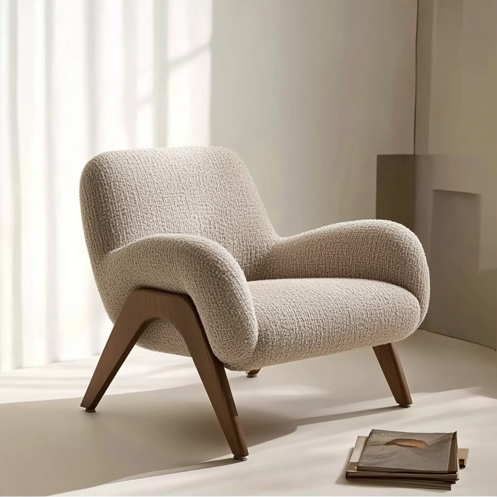MTC0165 Matoezzi ITALIA lounge chair with solid walnut woood