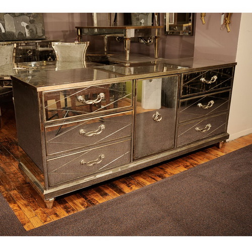 610345 vintage industrial mirrored cabinet