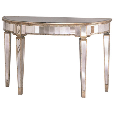 630035 half moon mirrored console table