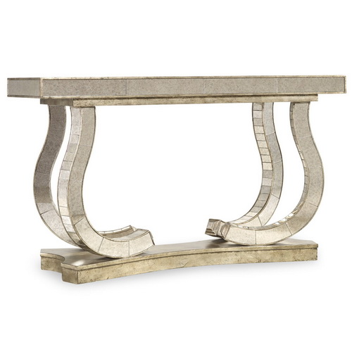 630040 half moon mirrored console table