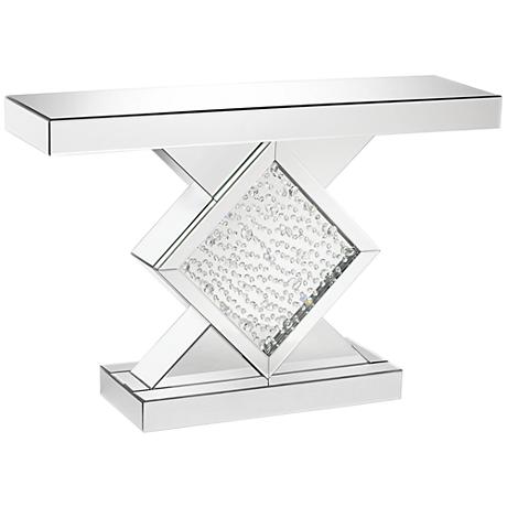 630044 half moon mirrored console table