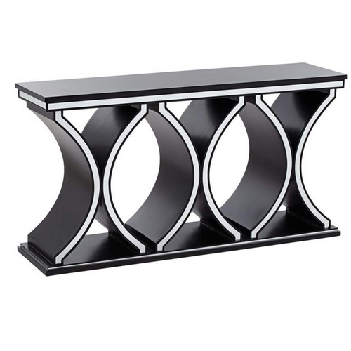 630045 half moon mirrored console table