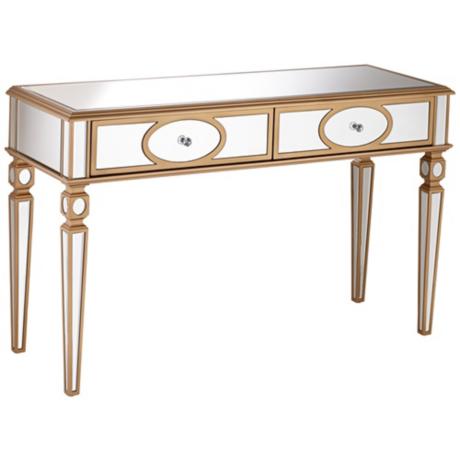 630046 half moon mirrored console table