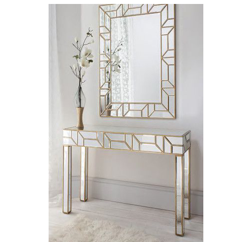 630186 luxury mirrored console table