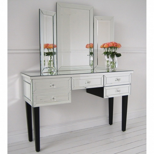 630208 luxury mirrored console table