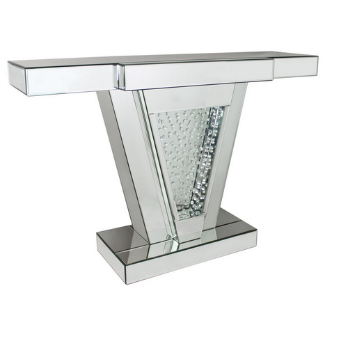 630308 glass console table mirrored console table