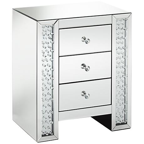 650010 wooden mirrored bedside table