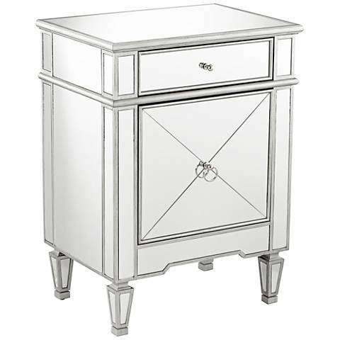 650013 wooden mirrored bedside table