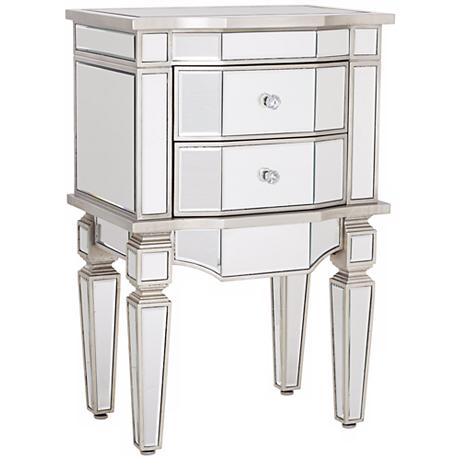 650018 wooden mirrored bedside table