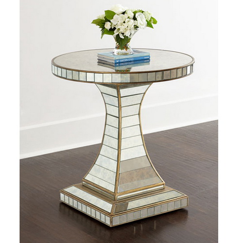 650023 wooden mirrored bedside table