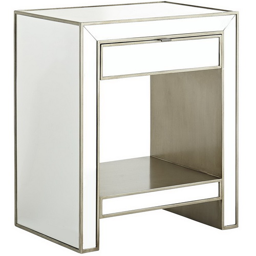 650026 wooden mirrored nightstand table