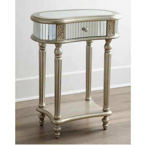 650027 wooden mirrored nightstand table