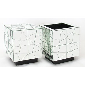 650032 wooden mirrored nightstand table