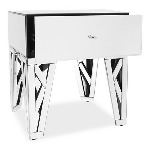 650035 wooden mirrored side table