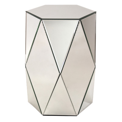 650038 wooden mirrored side table