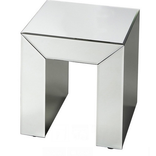 650040 wooden mirrored side table