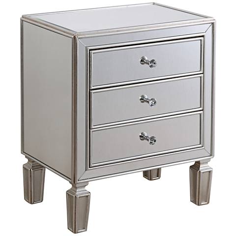 650048 wooden mirrored side table