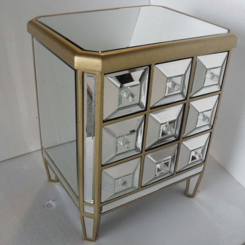 650093 Bed mirrored end table