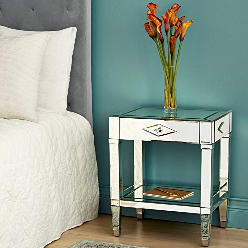 650120 Bed mirrored end table,coffee mirrored side table