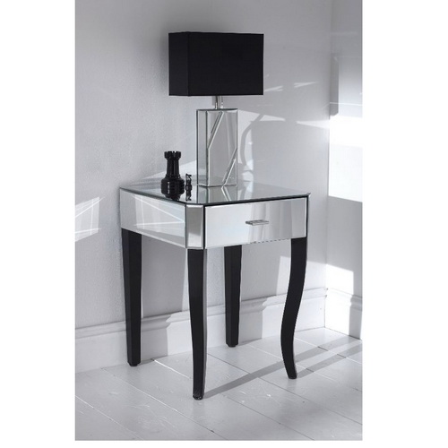 650163 simple mirrored nightstand side table