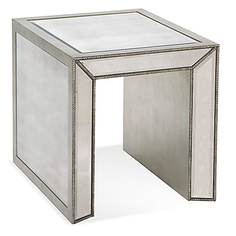 650164 simple mirrored nightstand side table