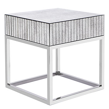 650167 simple mirrored nightstand side table