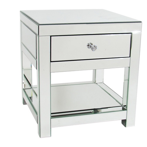 650168 simple mirrored nightstand side table