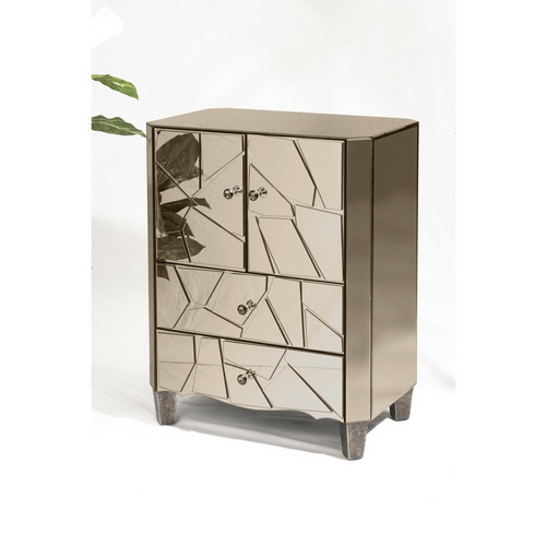 650169 simple mirrored nightstand side table