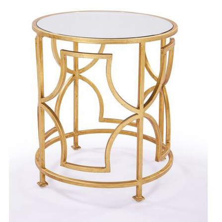 650186 Cherry wood mirrored end tables