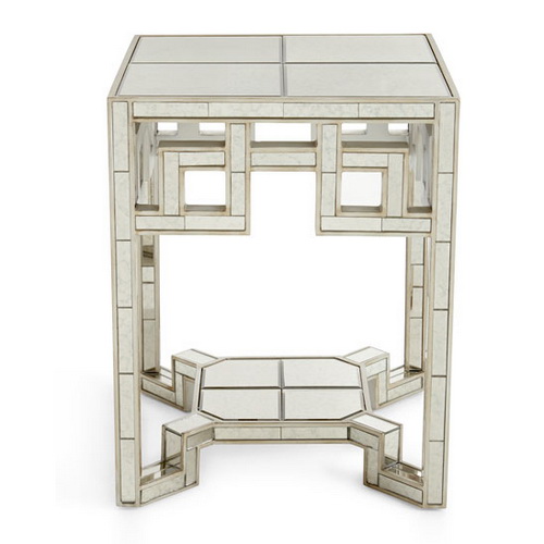 650204 luxury carved wooden corner mirrored table