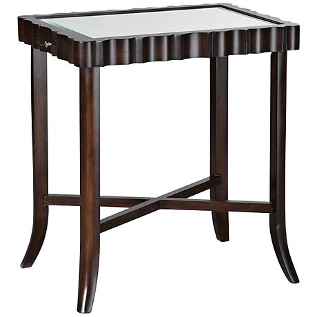 650213 luxury carved wooden corner mirrored table