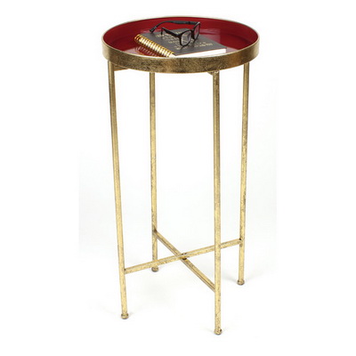 ET00325 Steel end table with marble tops/tempered glass