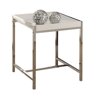 ET00327 Steel end table with marble tops/tempered glass