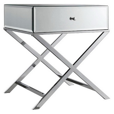 ET00338 Steel end table with marble tops/tempered glass