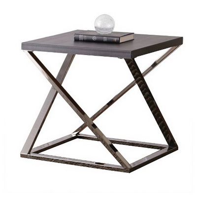 ET00345 Steel end table with marble tops/tempered glass