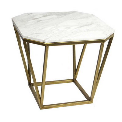 ET00354 Steel end table with marble tops/tempered glass