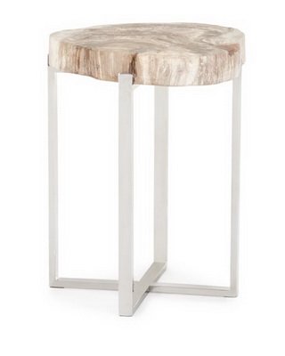 ET00362 Steel end table with marble tops/tempered glass