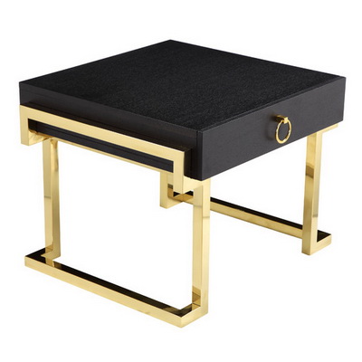 ET00365 Steel end table with marble tops/tempered glass