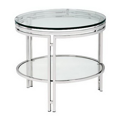 ET00371 Steel end table with marble tops/tempered glass