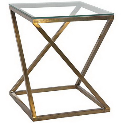 ET00375 Steel end table with marble tops/tempered glass